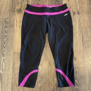 AVIA Black & Bright Purple Cropped Workout Leggings Size L